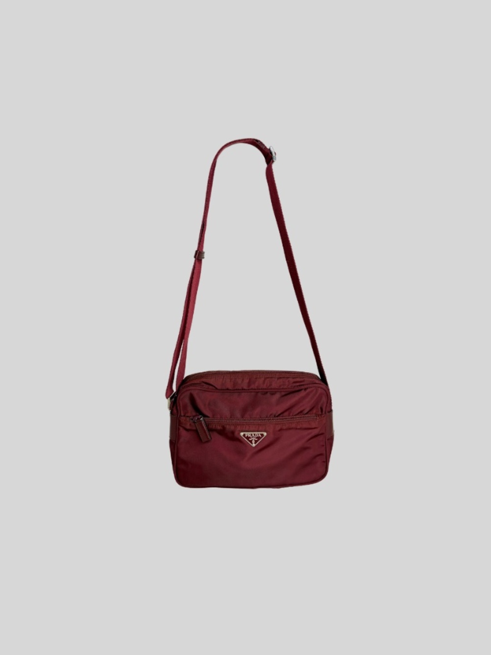Prada Nylon Burgundy Shoulder Bag